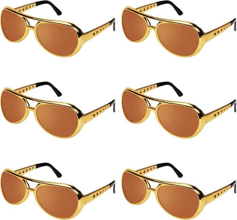 Recheel 50's 60's Glasses – 6 Pairs 50's Rockstar Aviator Sunglasses - Image 1